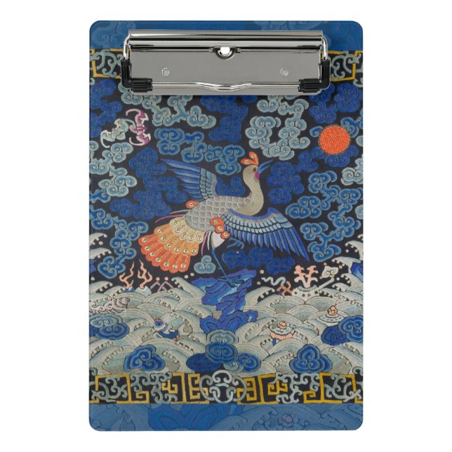 Minicarpeta De Pinza Bird Blue Chinese Embroidery Vintage (Anverso)