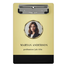 Minicarpeta De Pinza Black & gold design, Logo or Photo in gold circle,