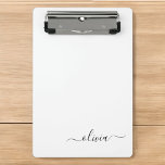 Minicarpeta De Pinza Black White Modern Script Girly Monograma Nombre<br><div class="desc">Portapapeles de planificación de nombres en blanco y negro. Esto hace que el dulce perfecto cumpleaños 16,  boda,  ducha de novia,  aniversario,  ducha de bebé o fiesta de soltera sea regalo para alguien que ama el lujo glam y los estilos de moda.</div>