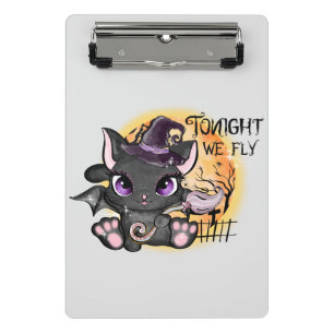 Minicarpeta De Pinza Black Witch Cat Halloween Cat