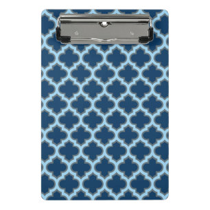 Minicarpeta De Pinza Blue and Baby Blue Trellis, Lattice, Quatrefoil