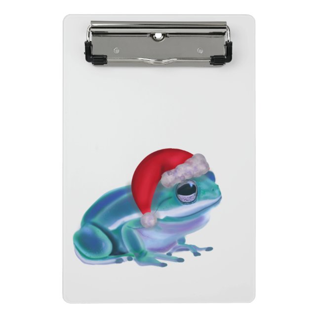 Minicarpeta De Pinza Blue frog with Santa hat. (Anverso)