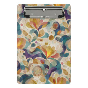 Minicarpeta De Pinza Boho Abstracto Floral Remolino Aquarela Dorado Tur
