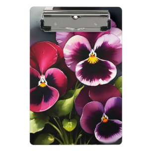 Minicarpeta De Pinza Bonito maroon daek pansies rojos pintura acuarela