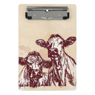 Minicarpeta De Pinza Bosquejo del drenaje de la mano de dos vacas y
