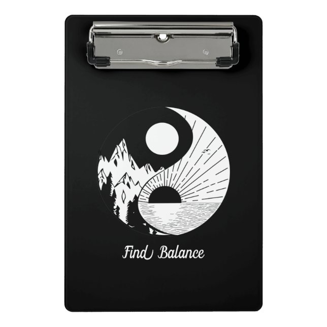 Minicarpeta De Pinza Buscar equilibrio Zen Yin Yang blanco negro (Anverso)