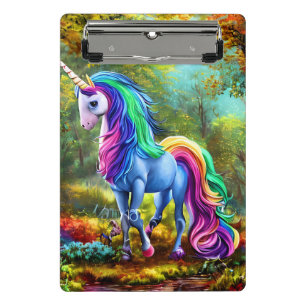 Minicarpeta De Pinza Caballo de unicornio colorido en el bosque 46567