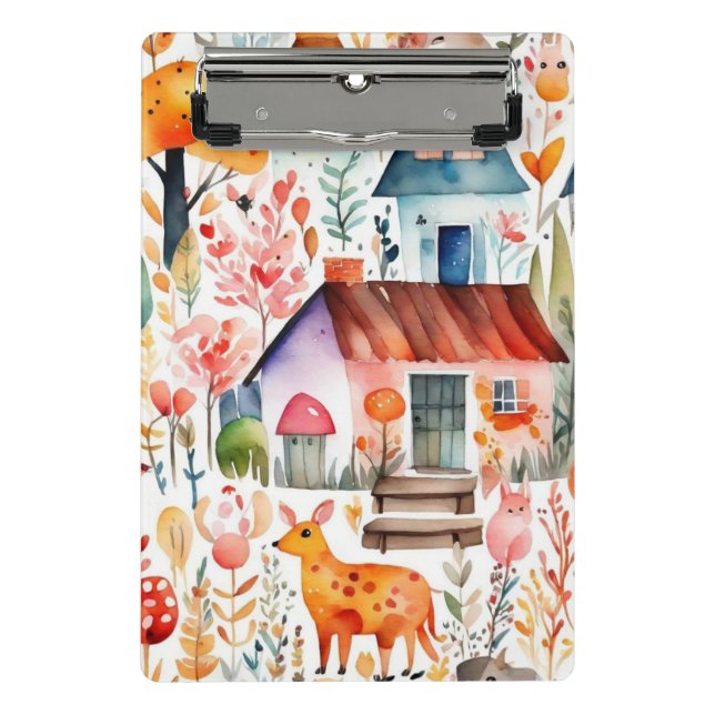 Minicarpeta De Pinza Cabaña de cabaña de animales de campo floridos cas (Anverso)