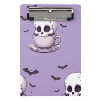 Minicarpeta De Pinza Calavera Pastel Goth en Taza de Té
