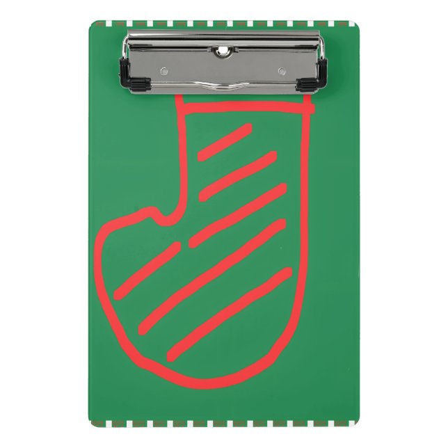 Minicarpeta De Pinza Calcetín de Navidad sobre Verde (Anverso)