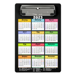 Minicarpeta De Pinza Calendario 2023 con vacaciones públicas modernas