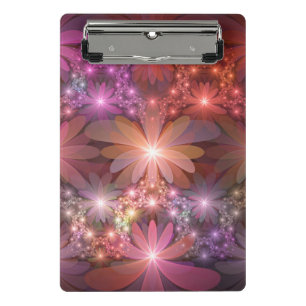 Minicarpeta De Pinza Cama De Flores Colorido Brillante Arte Fractal Abs
