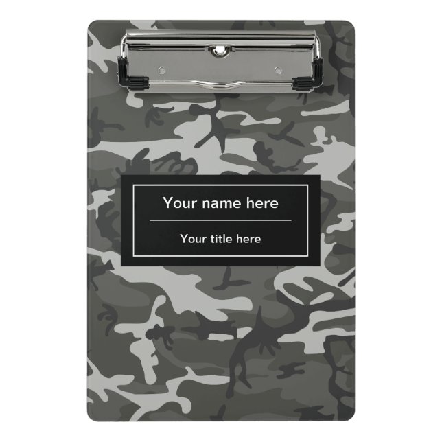 Minicarpeta De Pinza Camo gris, Camuflaje, Militar, Ejército (Anverso)