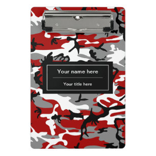 Minicarpeta De Pinza Camo rojo y gris, Camuflaje, Militar, Ejército