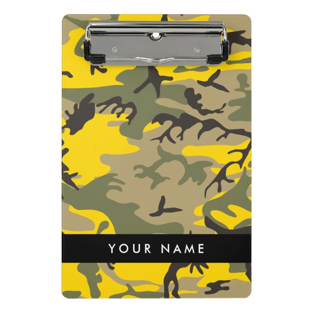 Minicarpeta De Pinza Camuflaje amarillo y verde Tu nombre Personaliza (Anverso)