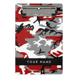 Minicarpeta De Pinza Camuflaje rojo y gris Tu nombre Personaliza