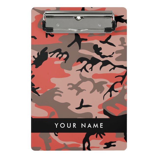 Minicarpeta De Pinza Camuflaje rojo y marrón Tu nombre Personaliza (Anverso)