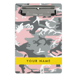 Minicarpeta De Pinza Camuflaje rosa y gris Tu nombre Personaliza