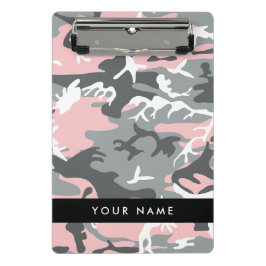 Minicarpeta De Pinza Camuflaje rosa y gris Tu nombre Personaliza