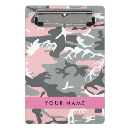 Minicarpeta De Pinza Camuflaje rosa y gris Tu nombre Personaliza