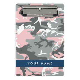 Minicarpeta De Pinza Camuflaje rosa y gris Tu nombre Personaliza