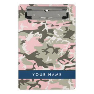 Minicarpeta De Pinza Camuflaje rosa y verde Personaliza tu nombre