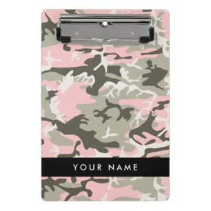 Minicarpeta De Pinza Camuflaje rosa y verde Personaliza tu nombre