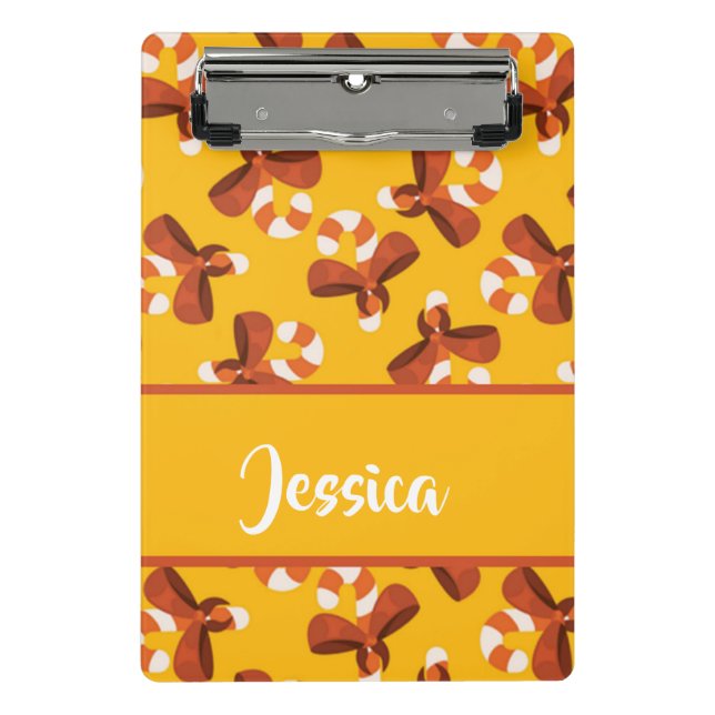 Minicarpeta De Pinza Candy cane wrapped with red bow pattern (Anverso)