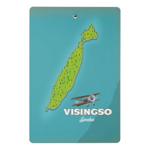 Minicarpeta De Pinza Cartel de viaje de mapa antiguo de Visingsö Suecia