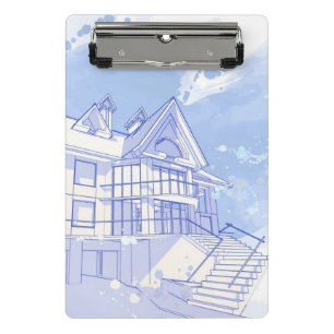 Minicarpeta De Pinza casa: drenaje de la acuarela