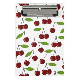 Minicarpeta De Pinza Cerezo Rojo, Patrón De Cerezas, Hojas, Fruta