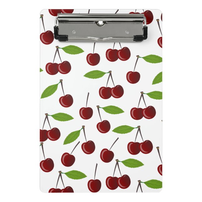 Minicarpeta De Pinza Cerezo Rojo, Patrón De Cerezas, Hojas, Fruta (Anverso)
