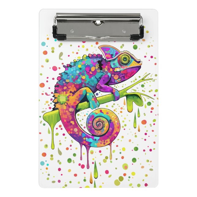 Minicarpeta De Pinza Chameleon Paint Stains Watercolor Style (Anverso)