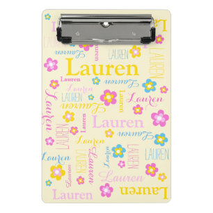 Minicarpeta De Pinza Chicas de color rosa amarillo llaman flor Lauren