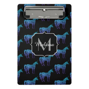 Minicarpeta De Pinza Chispa de unicornio patrón ombre azul acuático Mon