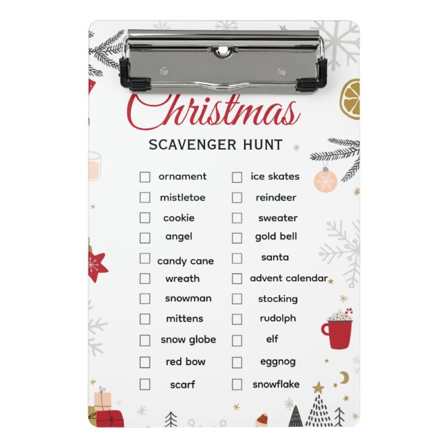 Minicarpeta De Pinza Christmas Scavenger Hunt Checklist Art (Anverso)
