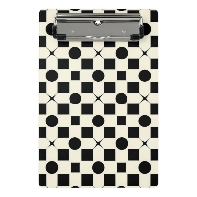 Minicarpeta De Pinza Círculo geométrico negro blanco escritorio (Anverso)