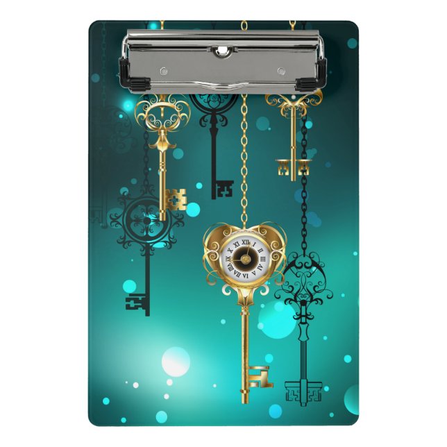 Minicarpeta De Pinza Claves de esqueleto antiguas sobre fondo verde (Anverso)