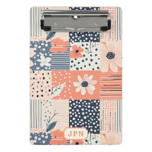 Minicarpeta De Pinza Colcha de flores de patchwork Coral Navy