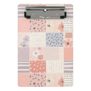 Minicarpeta De Pinza Colcha Floral de Parche en Pastel Rosa y Azul