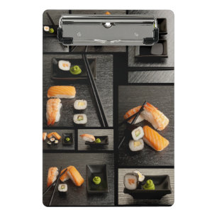 Minicarpeta De Pinza Colección del sushi en fondo negro