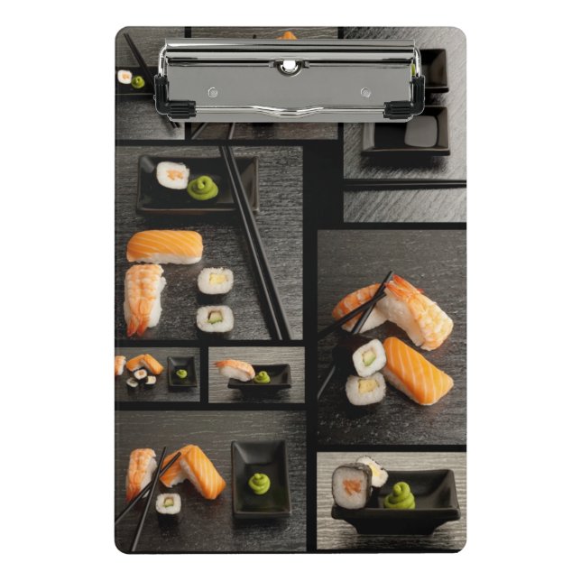 Minicarpeta De Pinza Colección del sushi en fondo negro (Anverso)