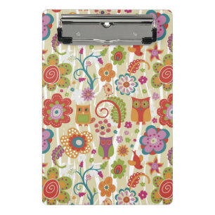 Minicarpeta De Pinza Color floral y búho