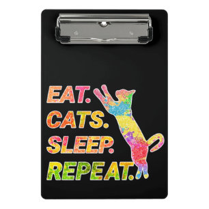 Minicarpeta De Pinza Comer, dormir, gatos, repetir