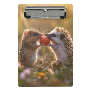 Minicarpeta De Pinza Compartiendo fresa - Adorable Erizo y Ratón