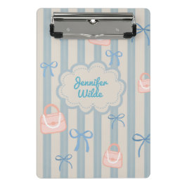 Minicarpeta De Pinza Coquette Ribbons Nombre personalizado