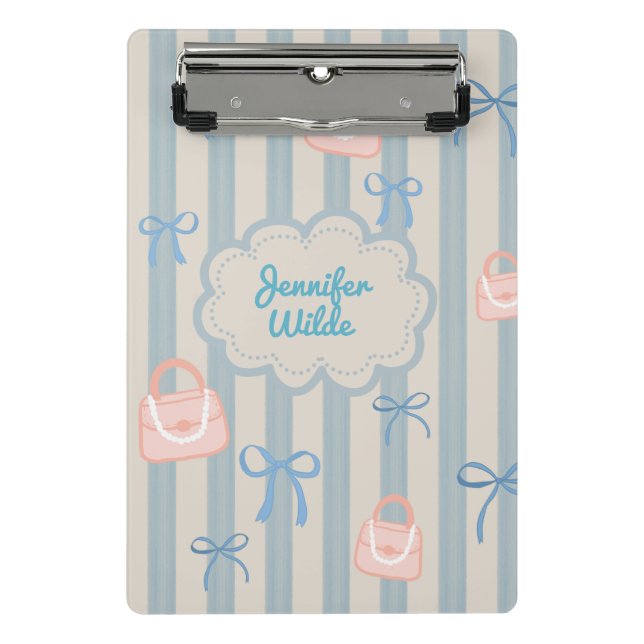 Minicarpeta De Pinza Coquette Ribbons Nombre personalizado (Anverso)