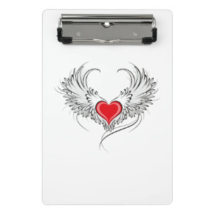 Minicarpeta De Pinza Corazón de Ángel Rojo con alas