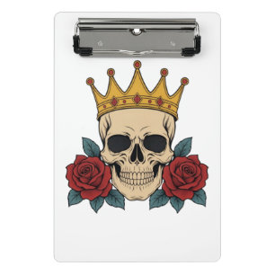 Minicarpeta De Pinza Corona de cráneo gótico con rosas rojas – Motero o