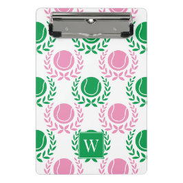 Minicarpeta De Pinza Corona de Laurel de Tenis Preppy - Rosa y Verde
